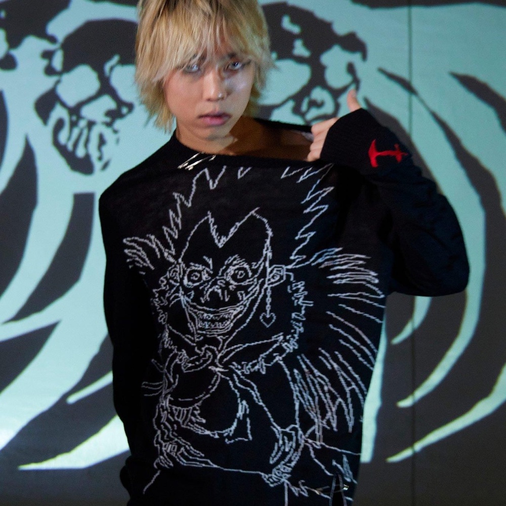 Hot Topic Ryuk Death Note Knit Sweater with Sleeve Embroidery